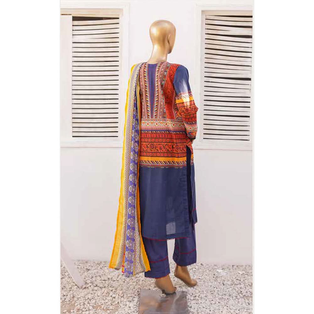 Zoha Lawn Printed Embroidered 3Pcs Suit with Bember Dupatta - 5