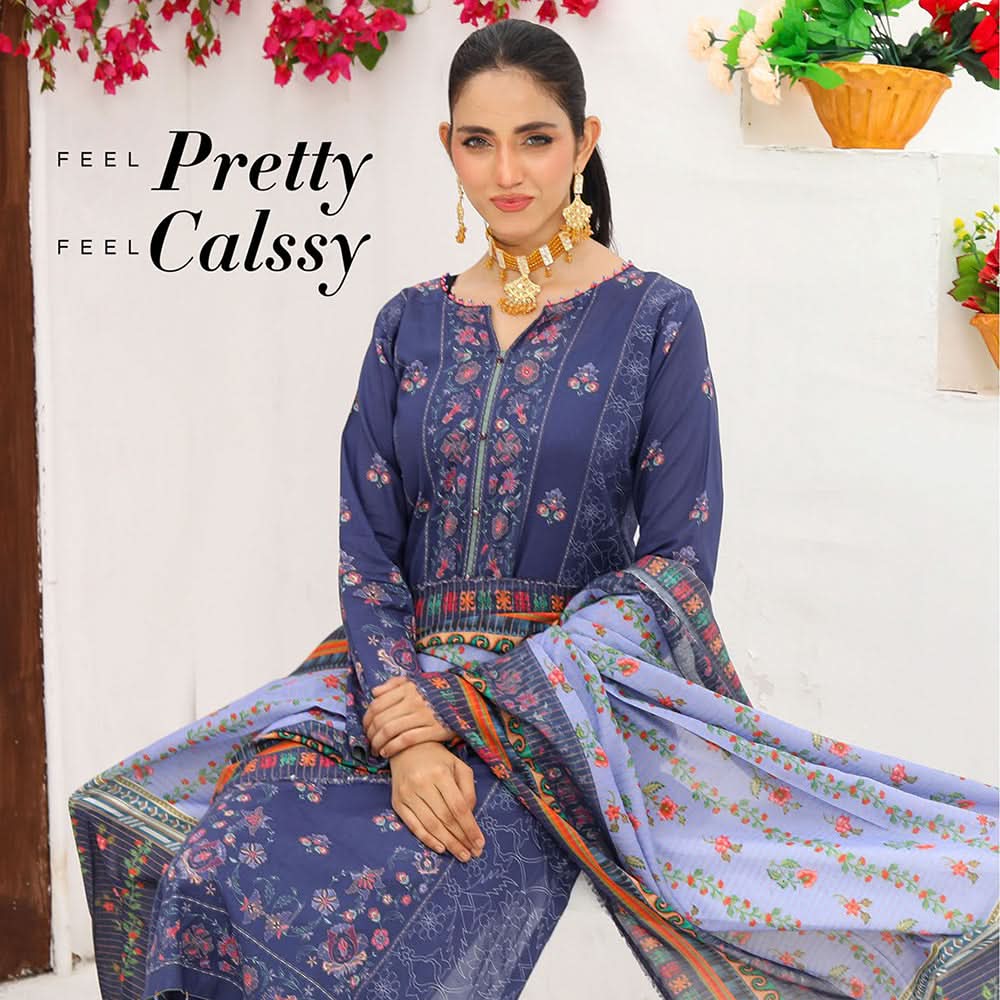 Bin Hameed Dania Printed Lawn Suit 3Pcs with Zari Lining Dupatta - 5