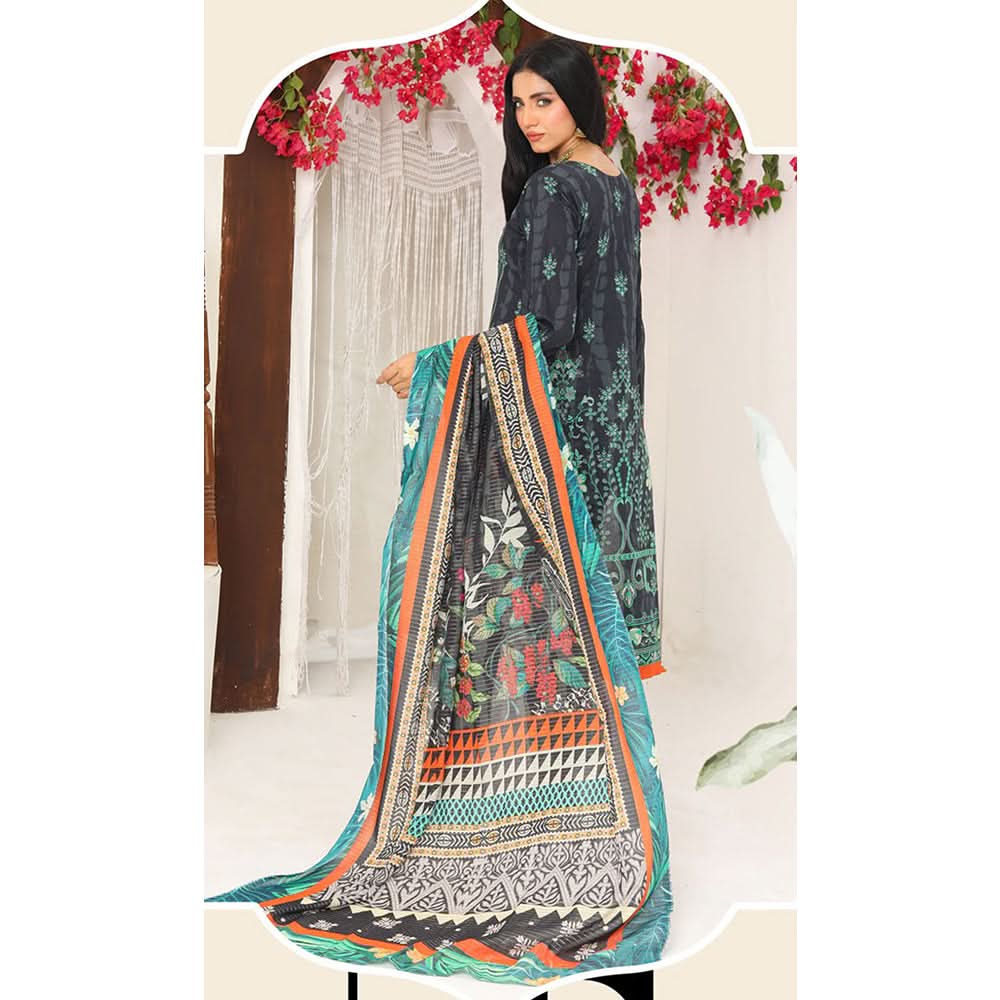 Bin Hameed Dania Printed Lawn Suit 3Pcs with Zari Lining Dupatta - 9