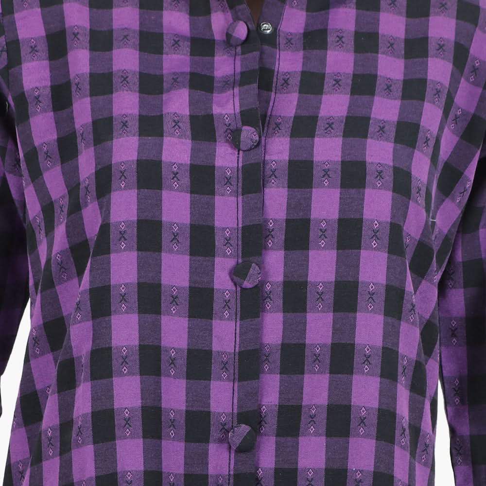 Women's Embroidered Stitched Kurti - Purple