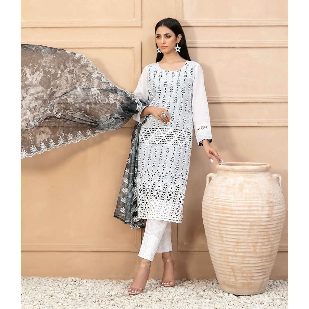 Tawakkal Serra Lawn Banarsi Jacquard Embroidered Unstitched Suit 3Pcs - 9