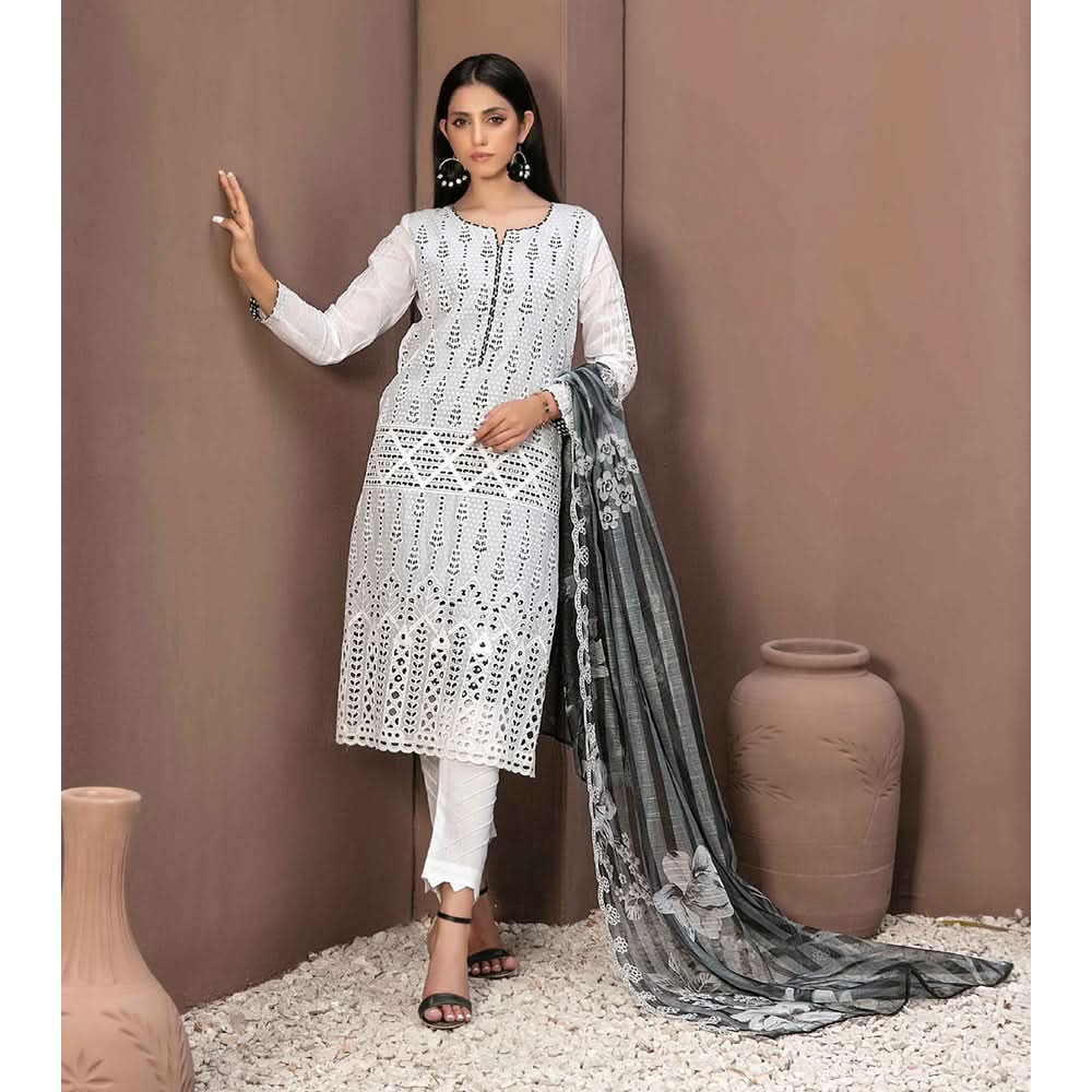 Tawakkal Serra Lawn Banarsi Jacquard Embroidered Unstitched Suit 3Pcs - 11