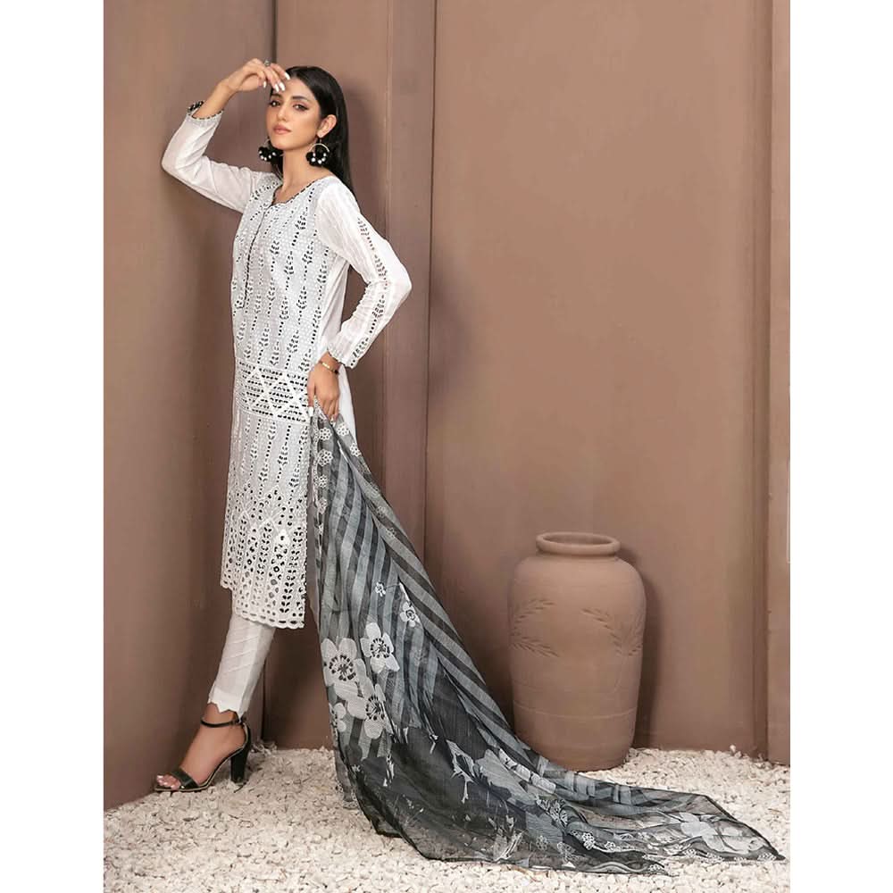 Tawakkal Serra Lawn Banarsi Jacquard Embroidered Unstitched Suit 3Pcs - 11