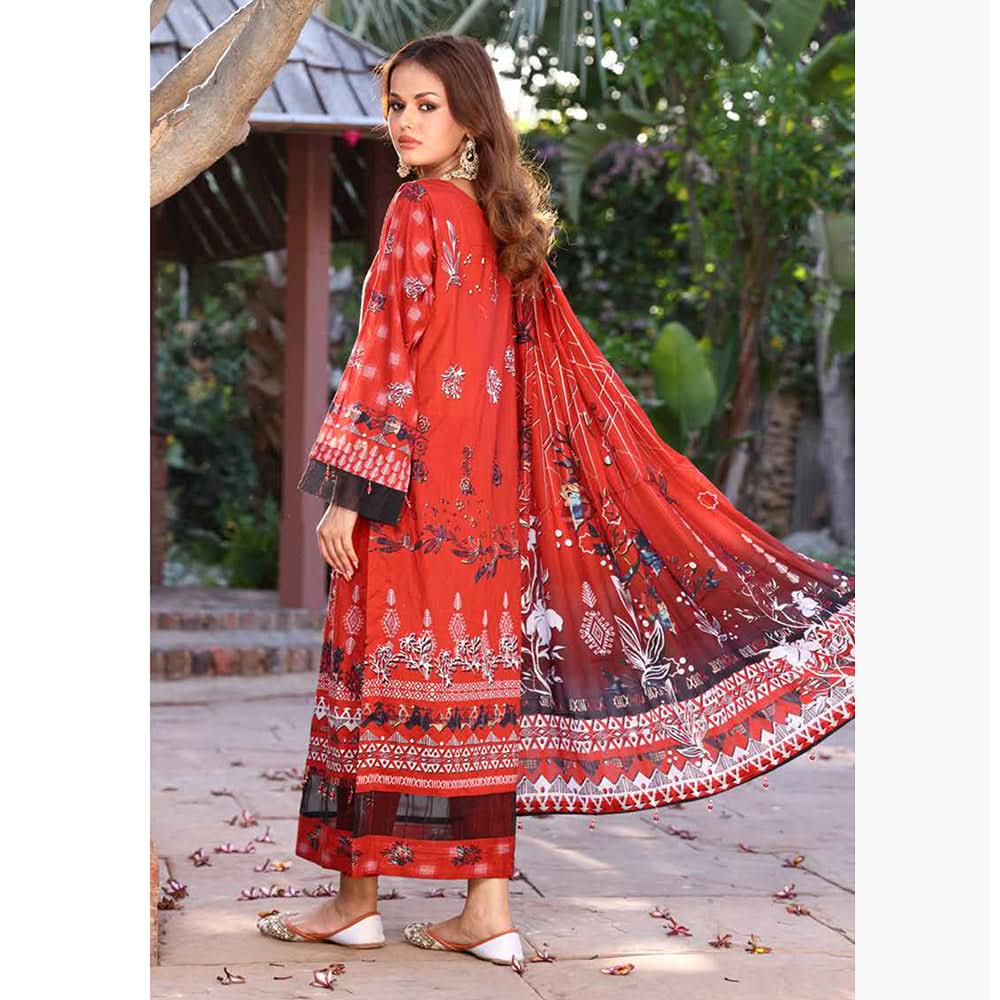 Schick Sitara Gold Printed Unstitched 3Pcs Suit With Dupatta - 6