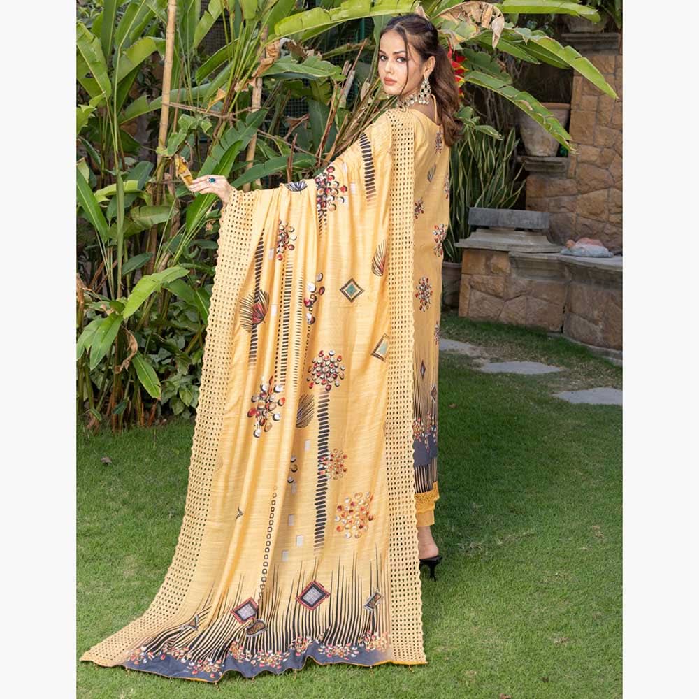Schick Natasha Slub Lawn Embroidered Unstitched 3Pcs Suit - 10