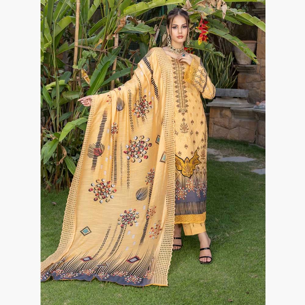 Schick Natasha Slub Lawn Embroidered Unstitched 3Pcs Suit - 10