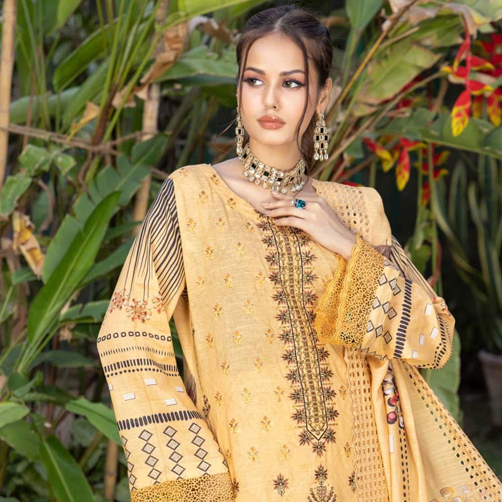 Schick Natasha Slub Lawn Embroidered Unstitched 3Pcs Suit - 10