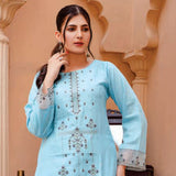 Women Kohenoor Lawn Self Jacquard Schiffli Embroidered Unstitched 3Pcs Suit - 4