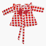 Eminent Newborn Girls Frock - White & Red