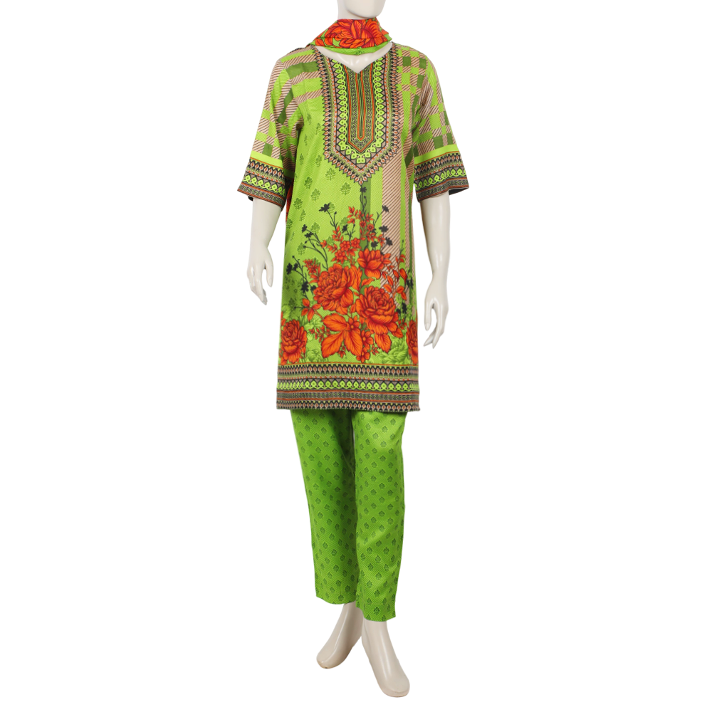 Women's Wash & Wear Unstitched 3pcs Suit - A5