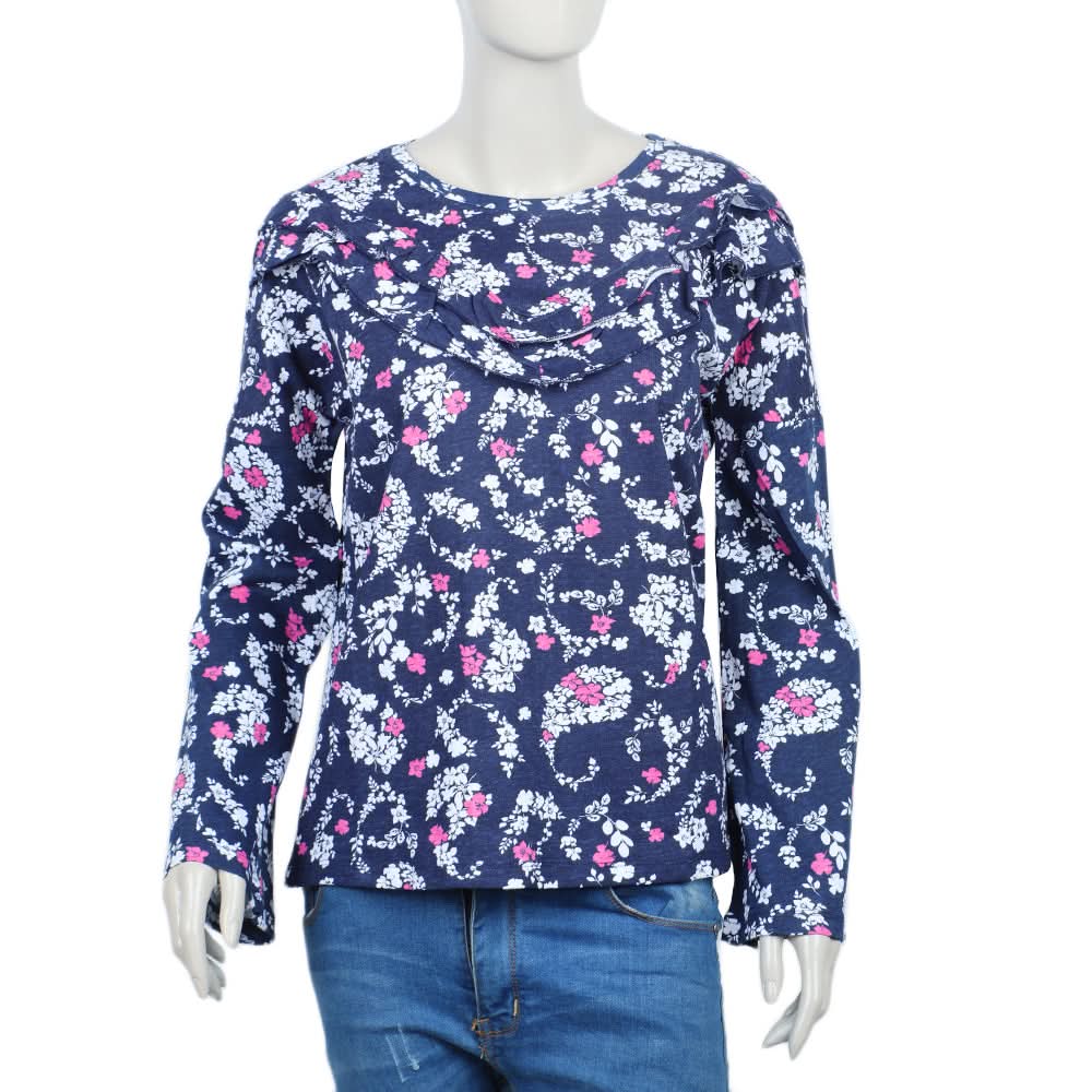 Eminent Women's Bermuda Frill Top - White & Blue
