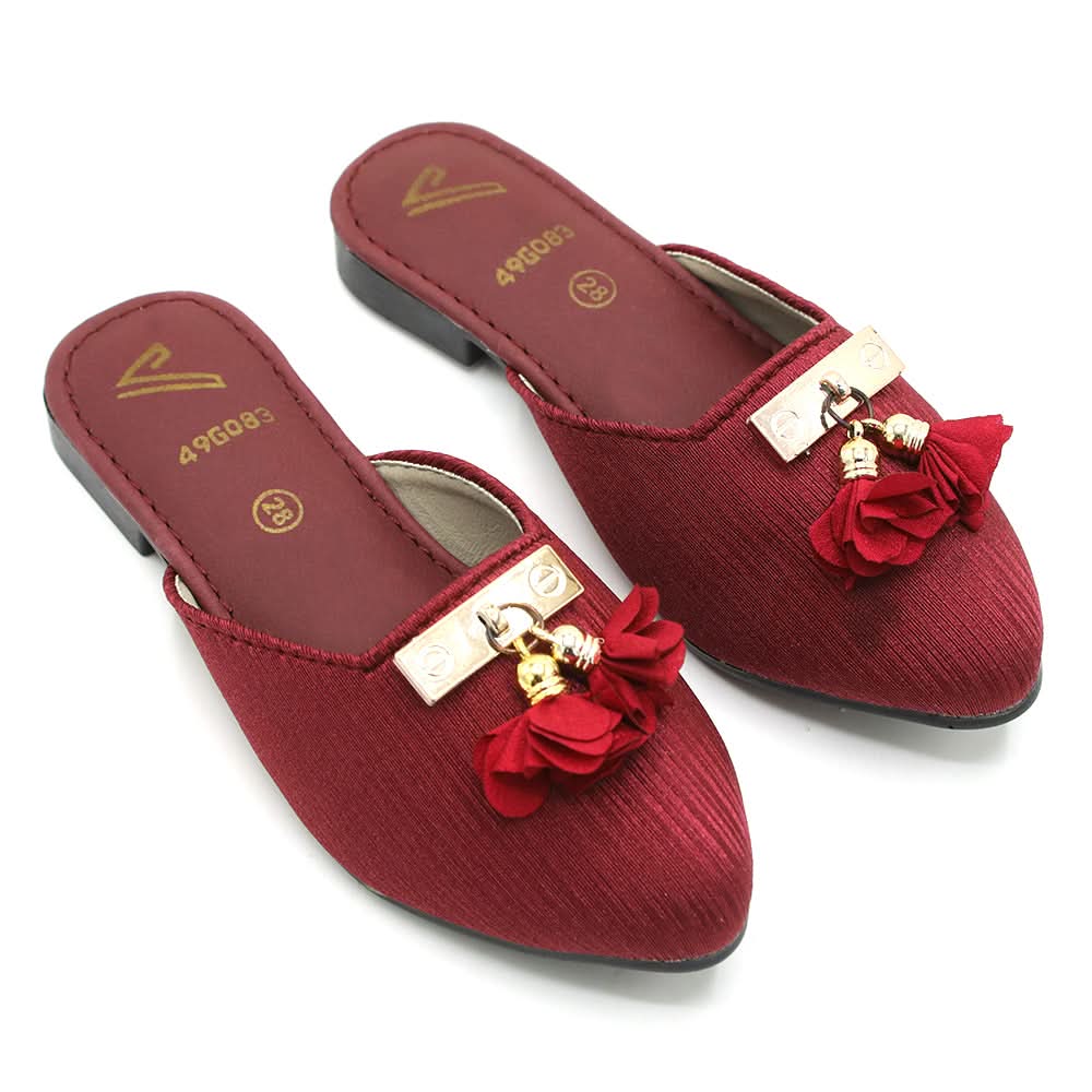 Girls Backless Pump - Maroon