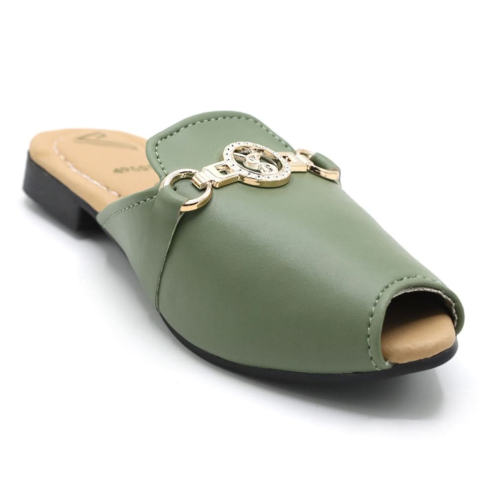 Girls Backless Pump - Light Green