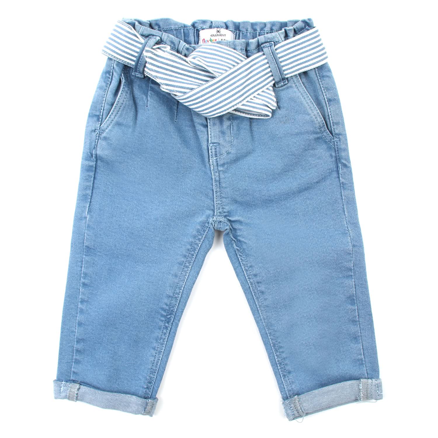 Eminent Newborn Girls Denim Pant - Ice Blue