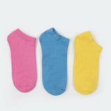 Women's Ankle Plain Socks 3Pcs - Multi Color