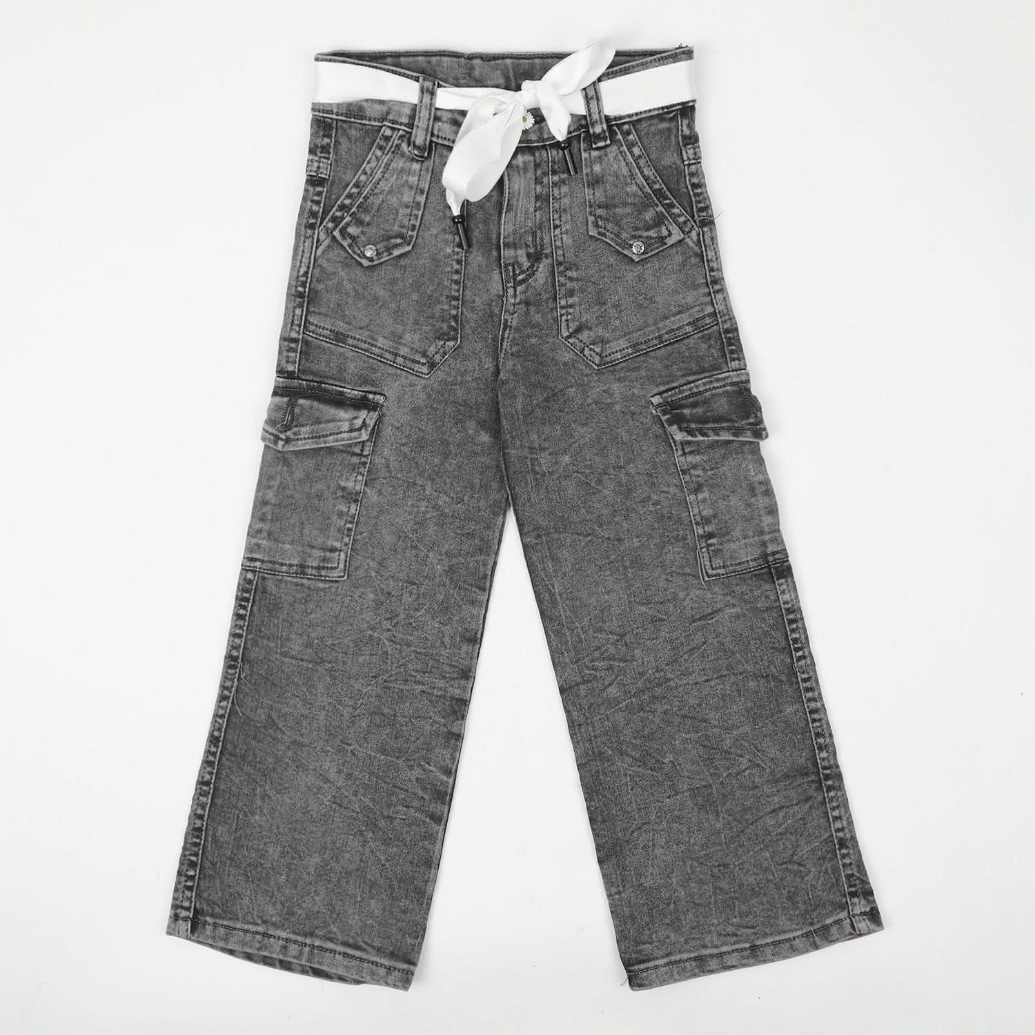 Girls Denim Pant - Grey