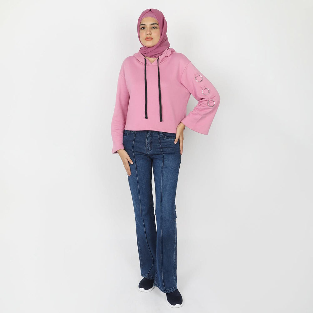 Women's Full Sleeves Hoodie Jacket - Pink