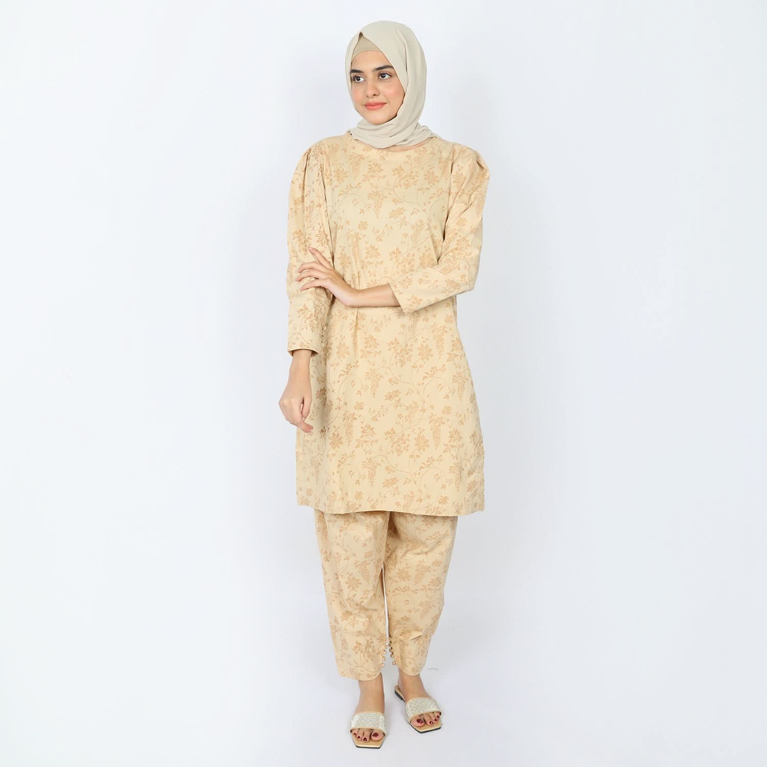 Eminent Women's Stitched 02pcs Suit - Beige