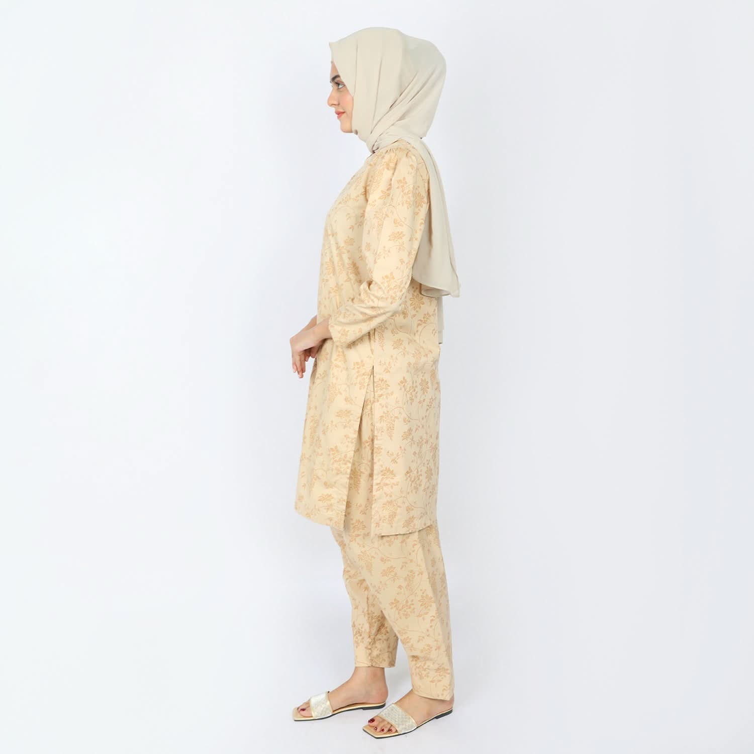 Eminent Women's Stitched 02pcs Suit - Beige