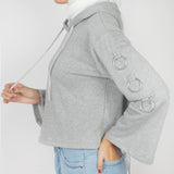Women's Full Sleeves Hoodie Jacket - Grey