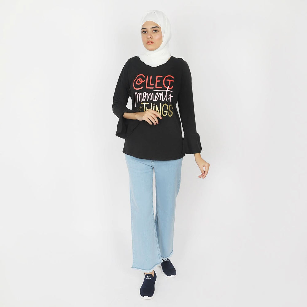 Women's Full Sleeves Top - Black