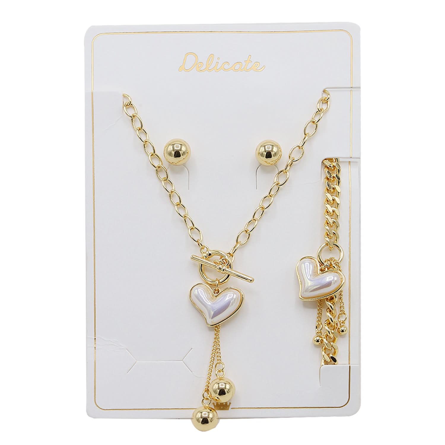 Women's Chain &  Locket Combo Set - Golden