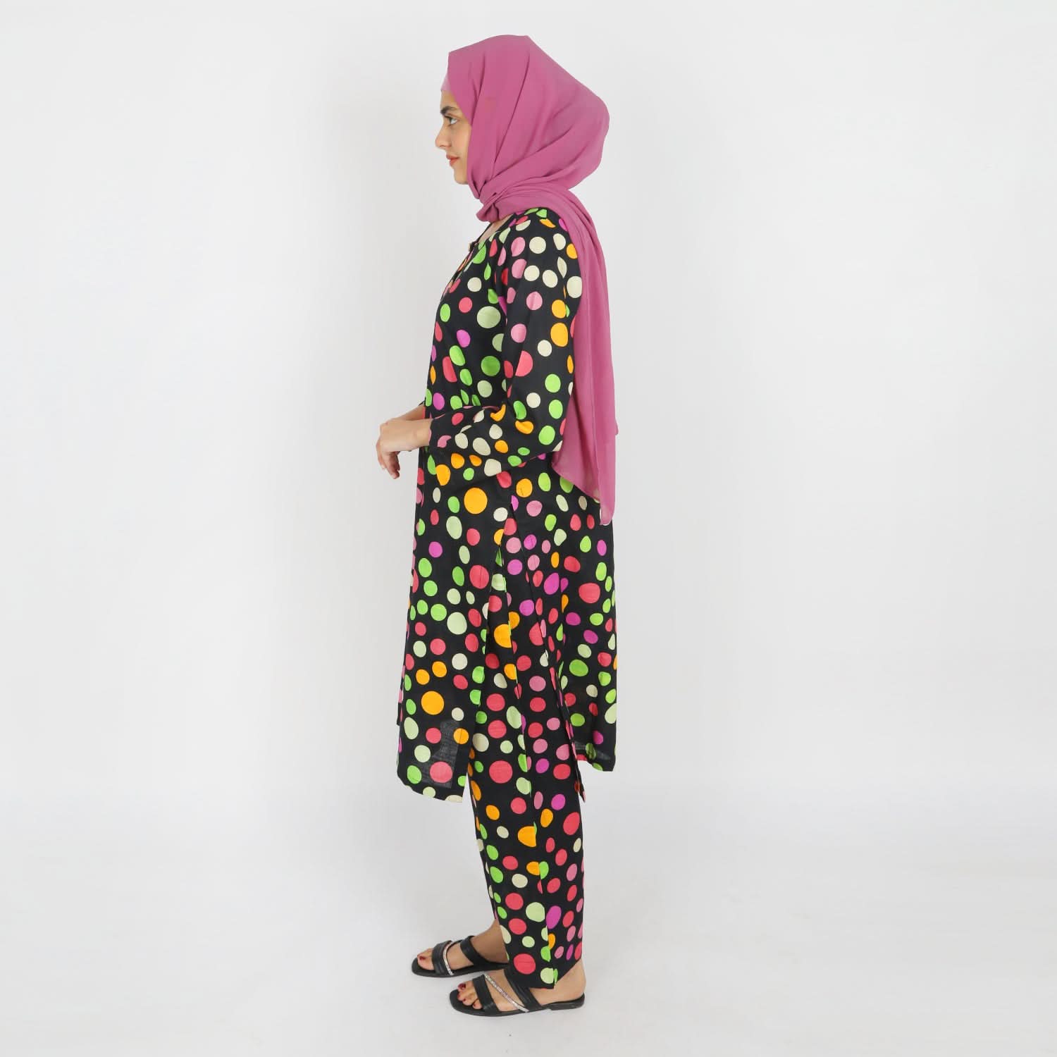 Women's Stitched Khaddar 2Pcs Suit - Black