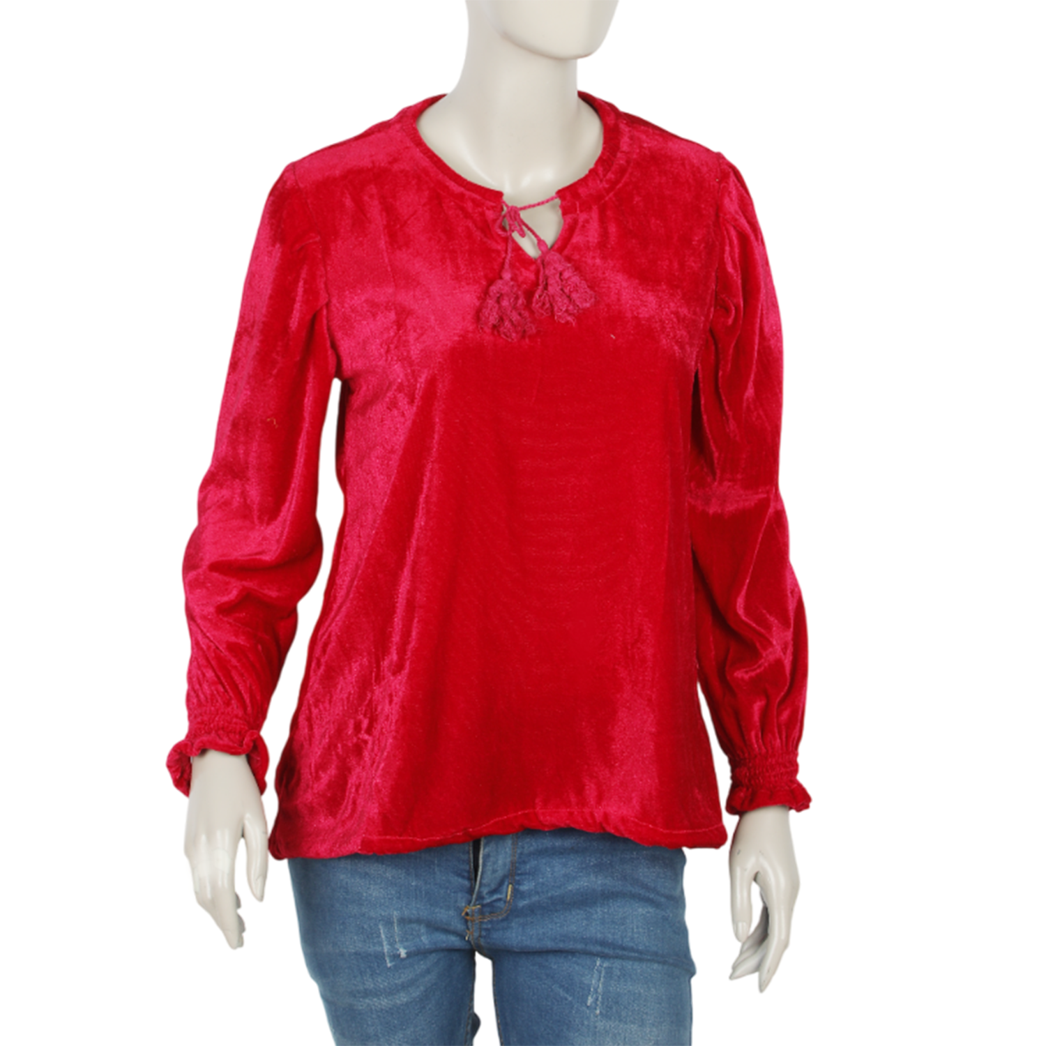 Women's Velvet Western Top - Maroon