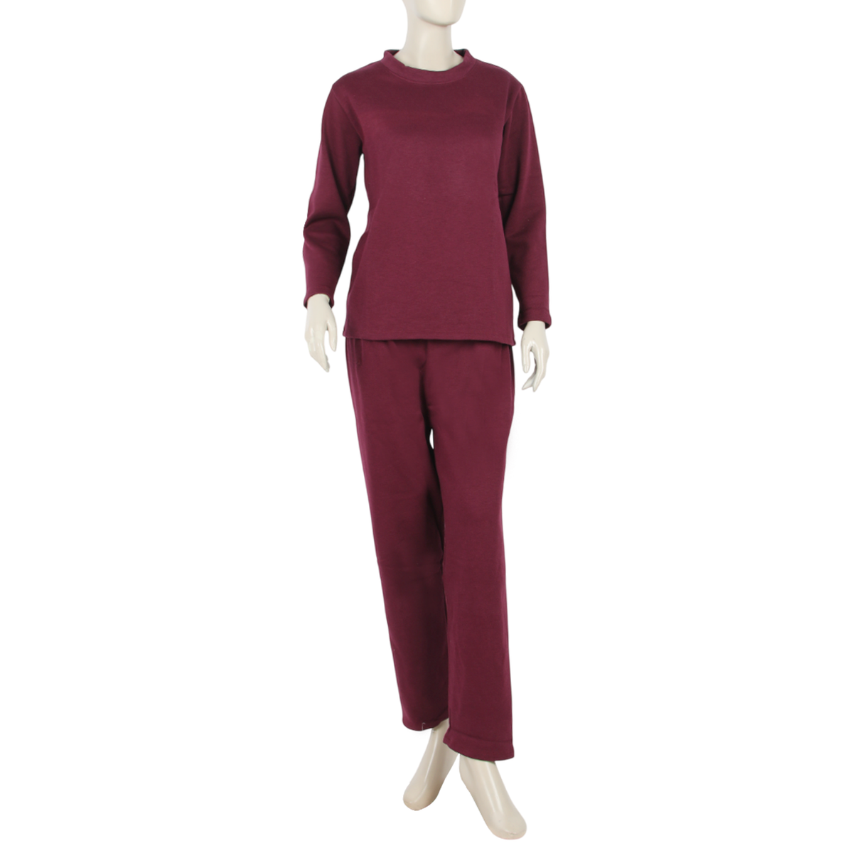 Burgundy Lawn Co-Ord Set for Women - Full Sleeves
