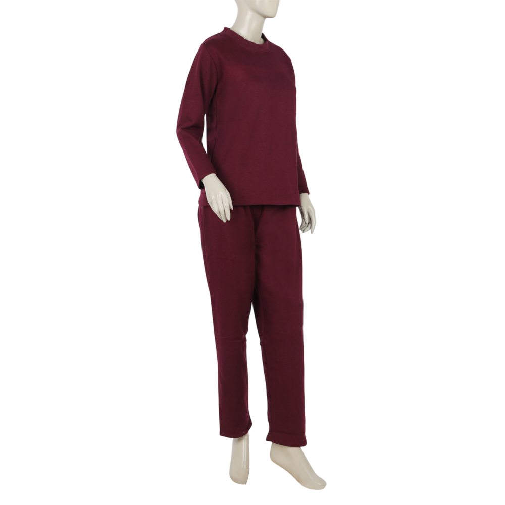 Burgundy Lawn Co-Ord Set for Women - Full Sleeves