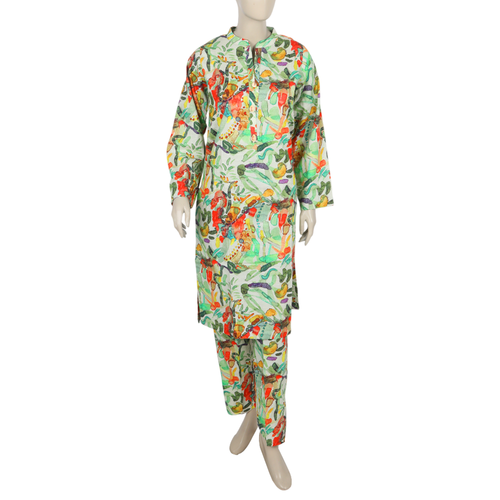 Women's Printed Khaddar 2pcs Suit - Green
