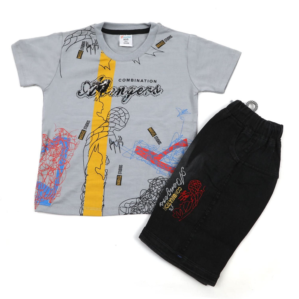 Boys Half Sleeves Denim Short Suit