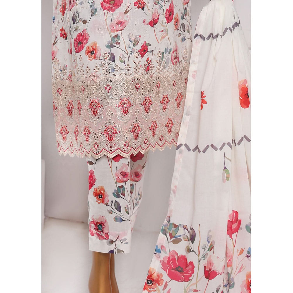 3D Daman kari By MI Creation Printed Lawn With Embroidered Unstitched 3Pcs Suit - 3