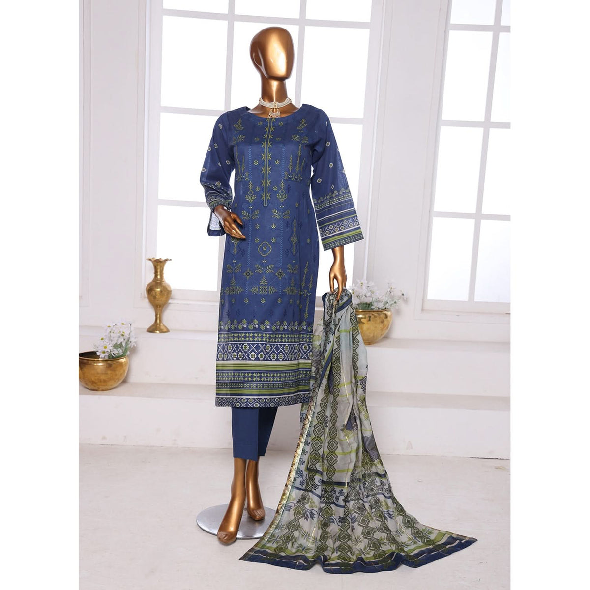 Needle Wonder By Dr. Haris Printed & Embroidered Lawn Unstitched 3Pcs Suit - 2
