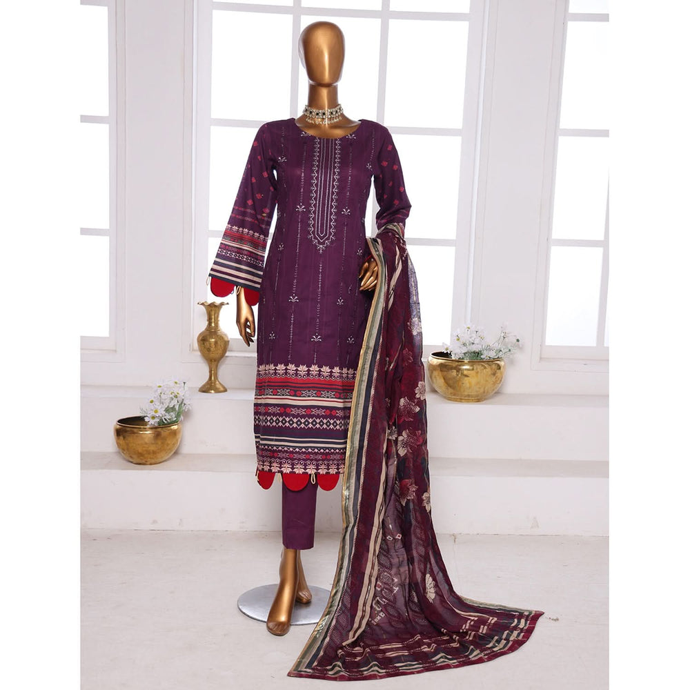 Needle Wonder By Dr. Haris Printed & Embroidered Lawn Unstitched 3Pcs Suit - 7