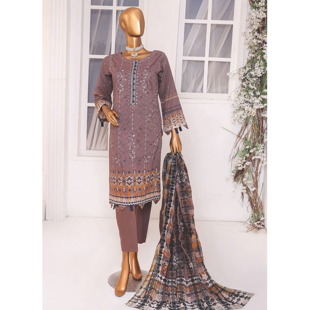 Needle Wonder By Dr. Haris Printed & Embroidered Lawn Unstitched 3Pcs Suit - 1