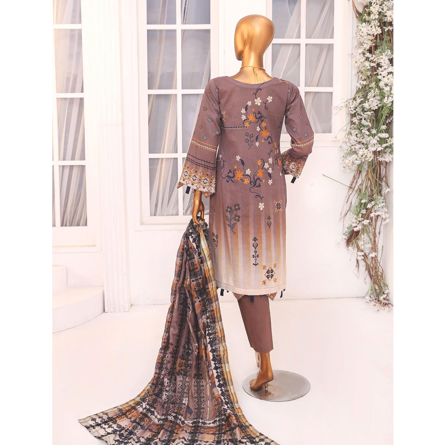 Needle Wonder By Dr. Haris Printed & Embroidered Lawn Unstitched 3Pcs Suit - 1