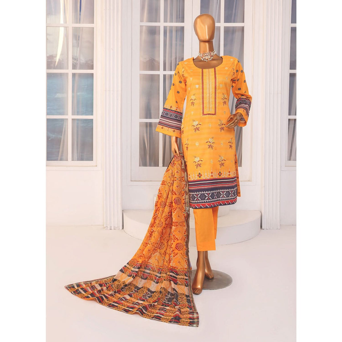 Needle Wonder By Dr. Haris Printed & Embroidered Lawn Unstitched 3Pcs Suit - 4