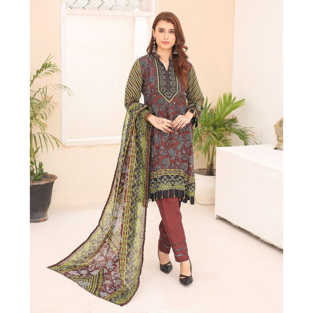 Laiba By SN Cloth Printed Unstitched 3 Pcs Suit - 3