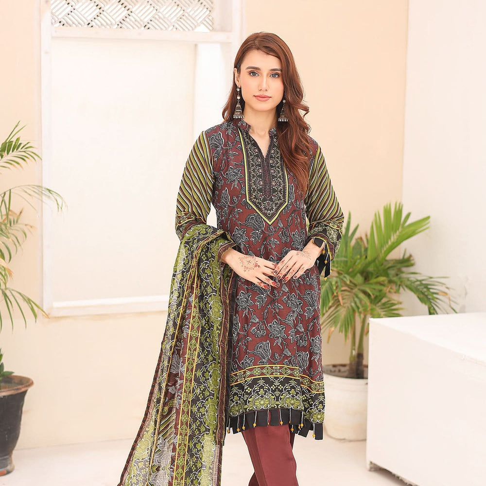 Laiba By SN Cloth Printed Unstitched 3 Pcs Suit - 3