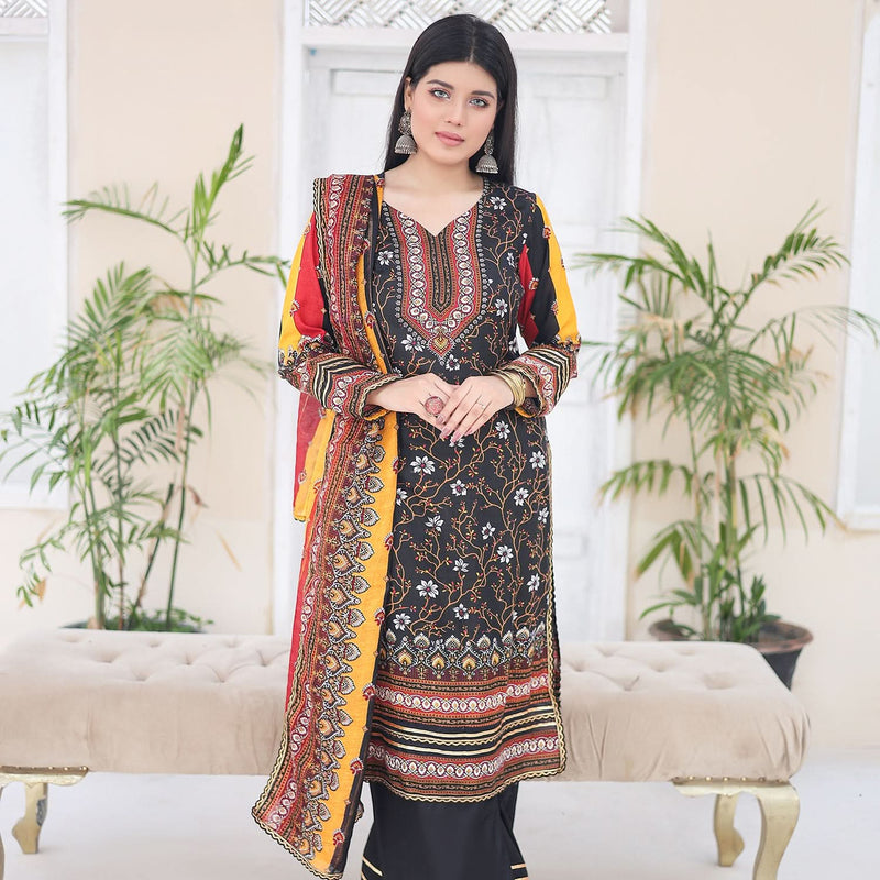 Laiba By SN Cloth Printed Unstitched 3 Pcs Suit - 7
