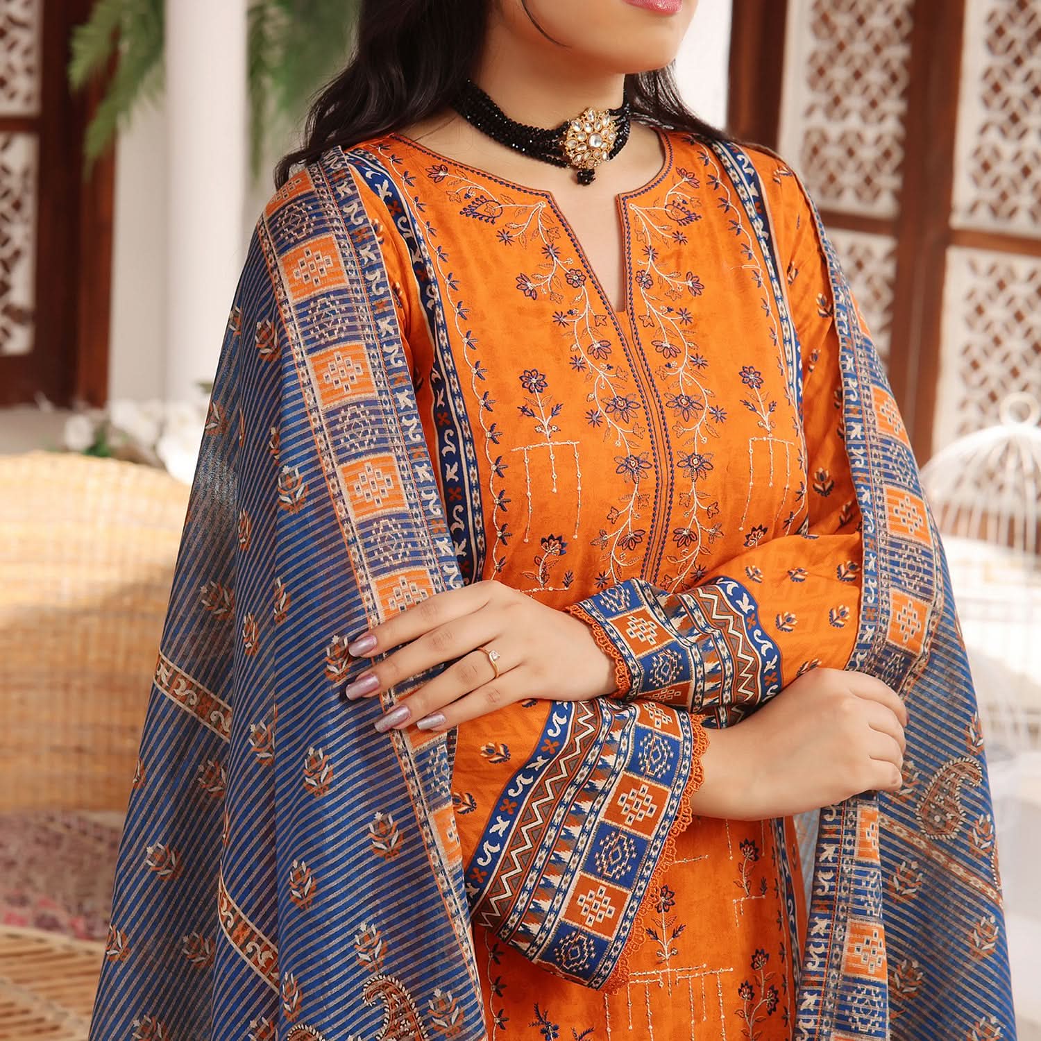 MISRI Embroidered Lawn By VS Textile 3-Piecs Unstitched Suit - 475