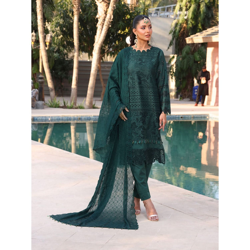 Summer Vibes By Dr. Haris Chikankari Lawn Unstitched 4 Pec Suit - 9