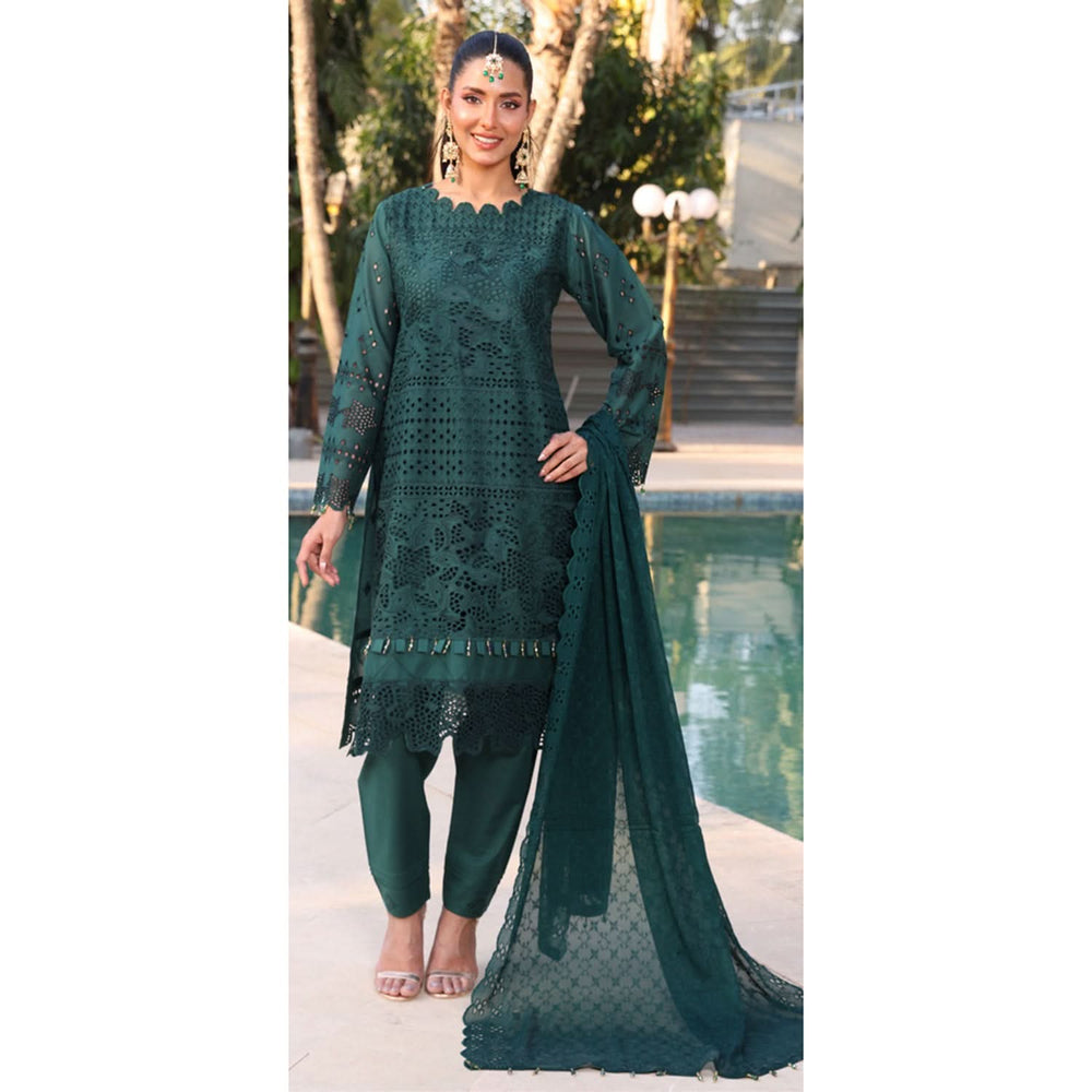 Summer Vibes By Dr. Haris Chikankari Lawn Unstitched 4 Pec Suit - 9