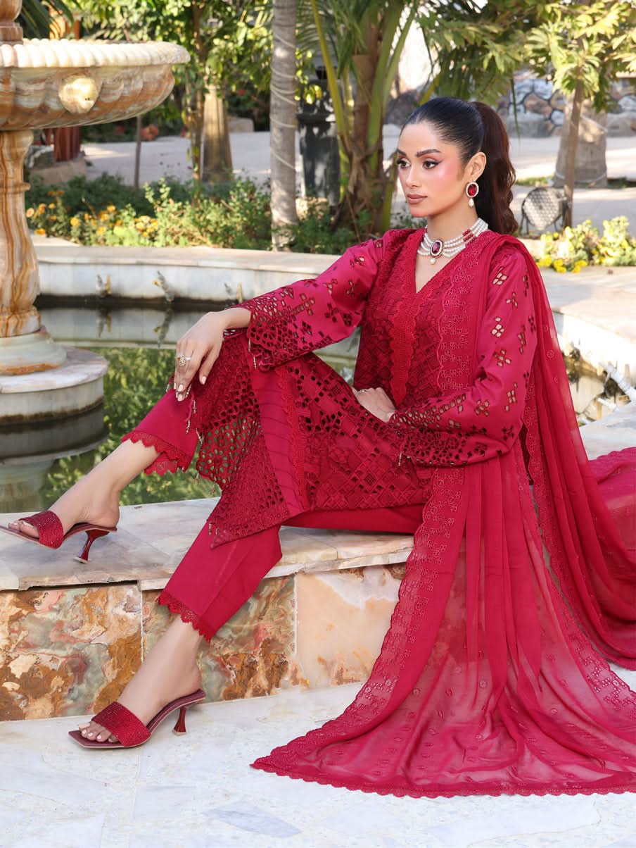 Summer Vibes By Dr. Haris Chikankari Lawn Unstitched 4 Pec Suit - 8