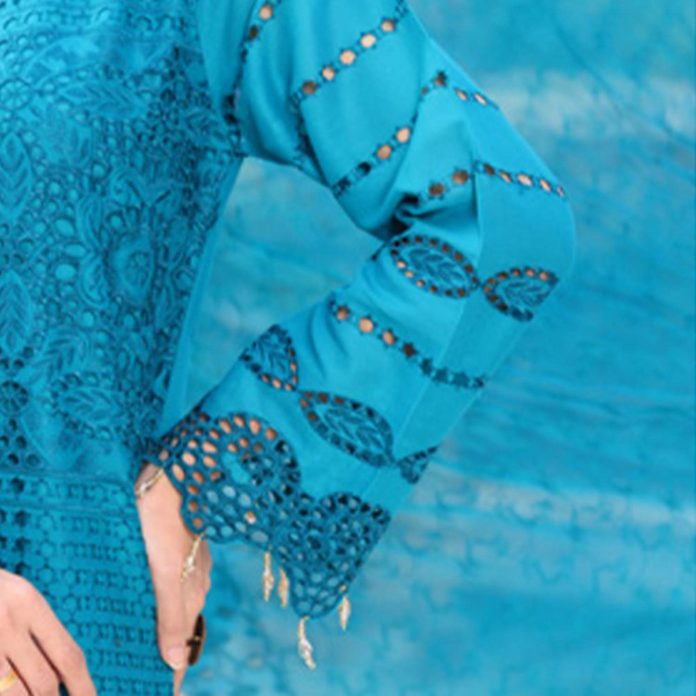 Summer Vibes By Dr. Haris Chikankari Lawn Unstitched 4 Pec Suit - 2