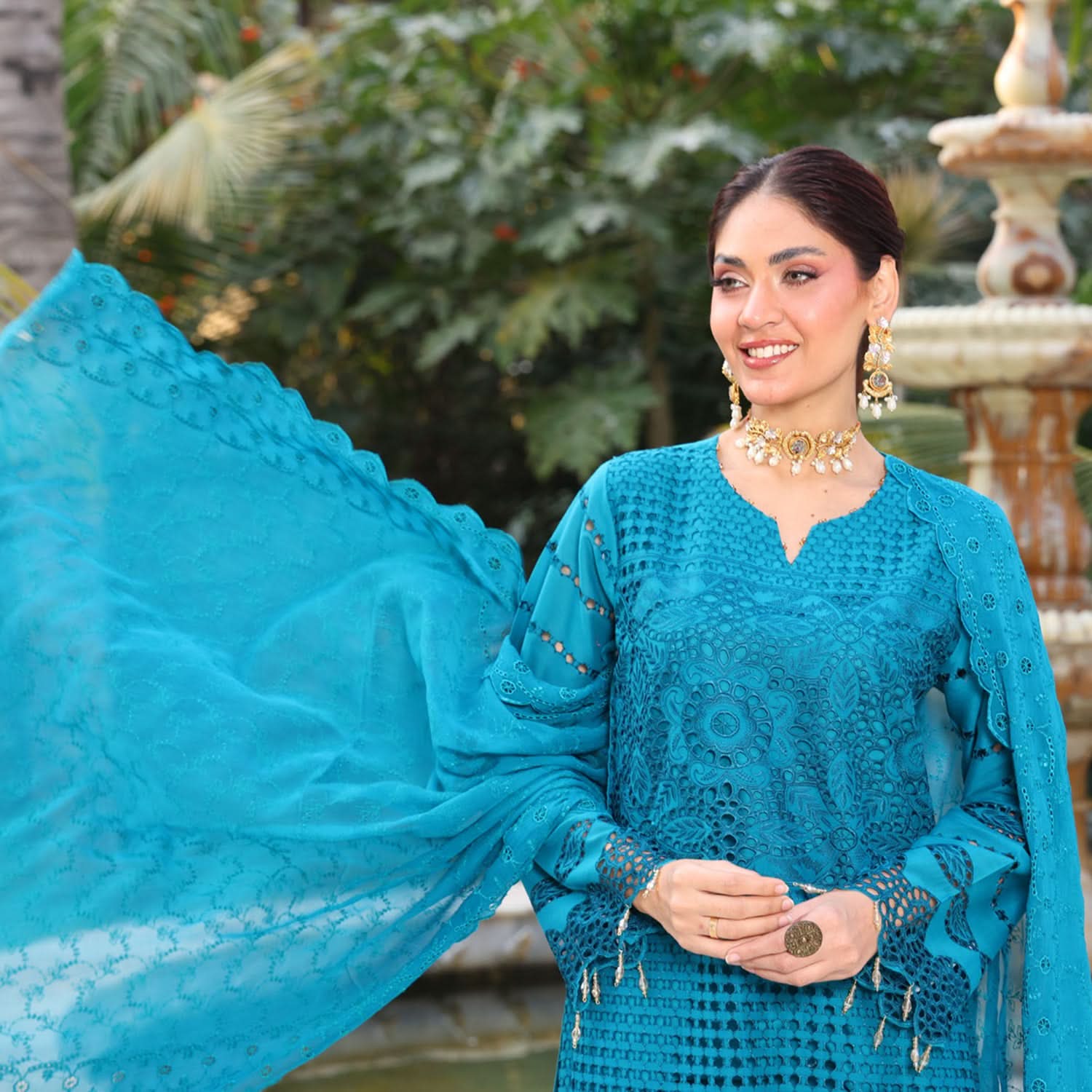 Summer Vibes By Dr. Haris Chikankari Lawn Unstitched 4 Pec Suit - 2