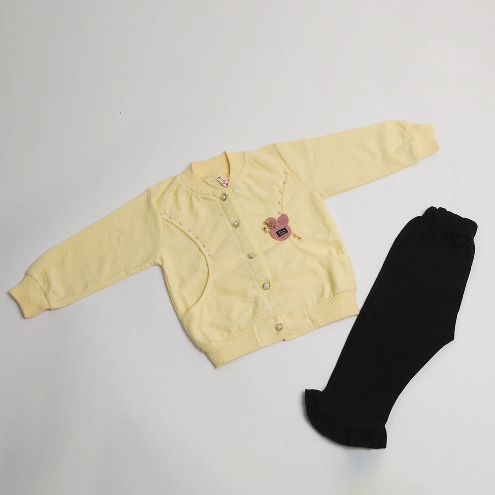 Girls Full Sleeves Tight Suit - Yellow