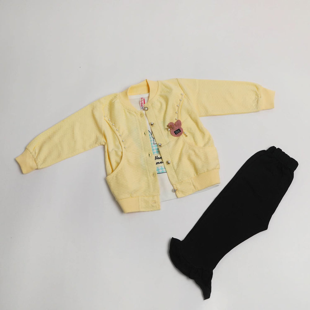 Girls Full Sleeves Tight Suit - Yellow