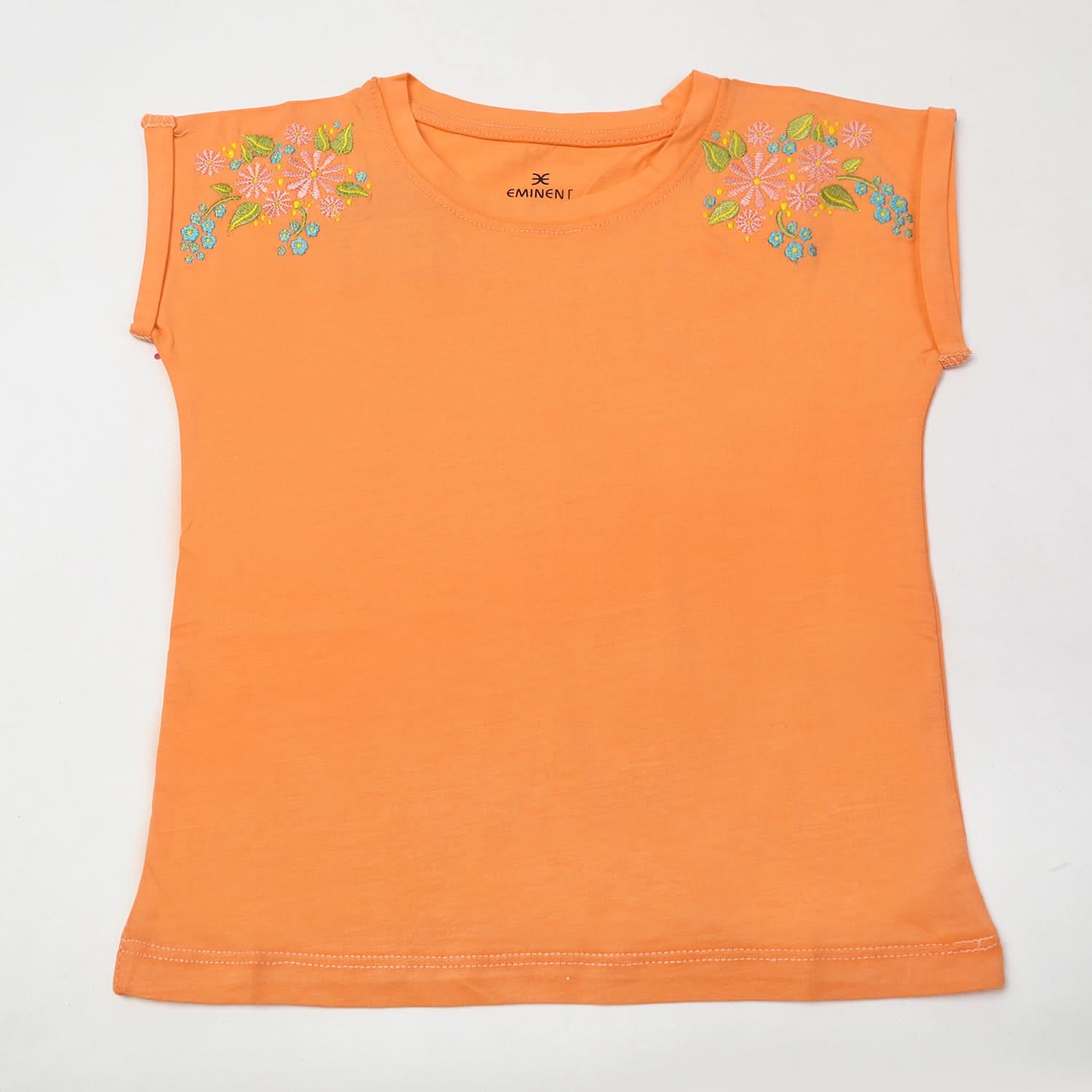 Eminent Girl's Half Sleeves T-Shirt - Light Orange